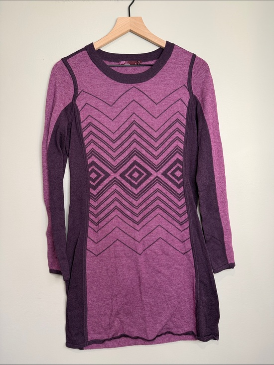 Prana Dresses & Skirts - Prana Delia Dress Long Sleeve Purple Chevron Knit Dress S